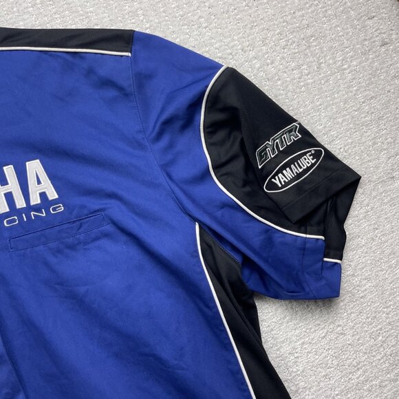 Y2K Yamaha Factory Racing Canada Button Up Crew Shirt Size 3XL Blue Motorsport - Picture 4 of 16